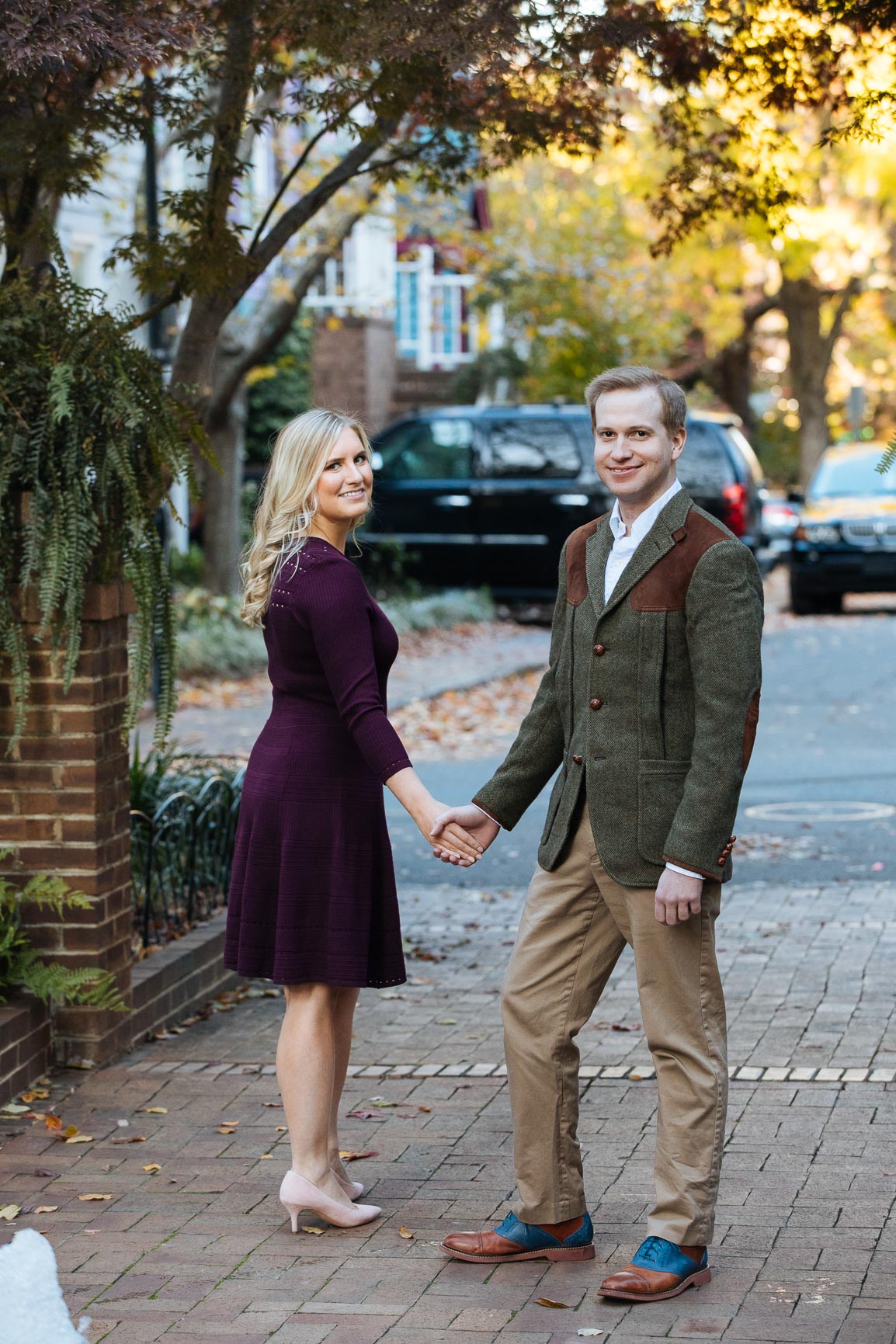 Uptown Charlotte fall engagement session at fourth ward historic neighborhood shot by nhieu tang photography | nhieutang.com