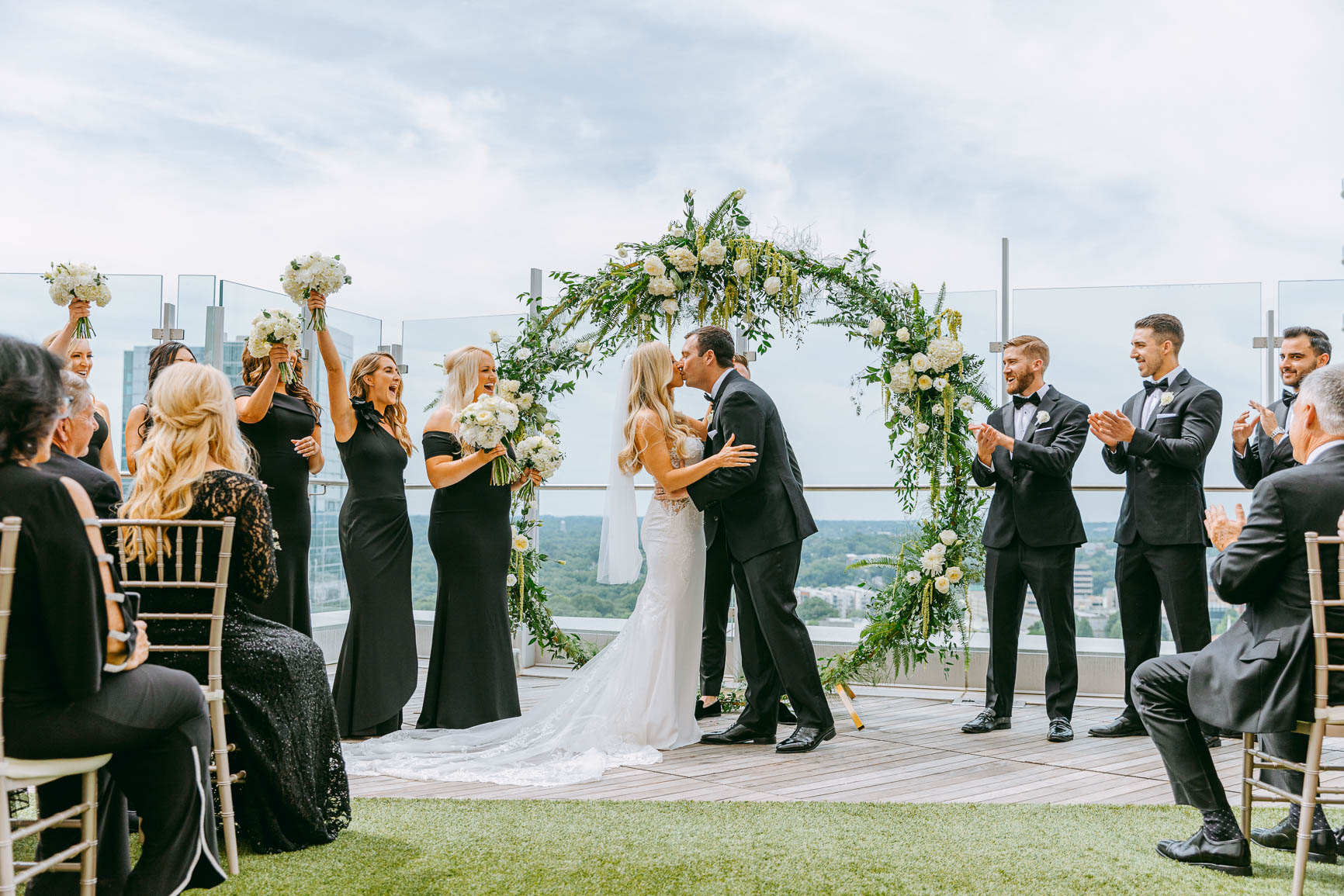 merchant & trade rooftop wedding ceremony in uptown Charlotte by Nhieu Tang Photography | nhieutang.com