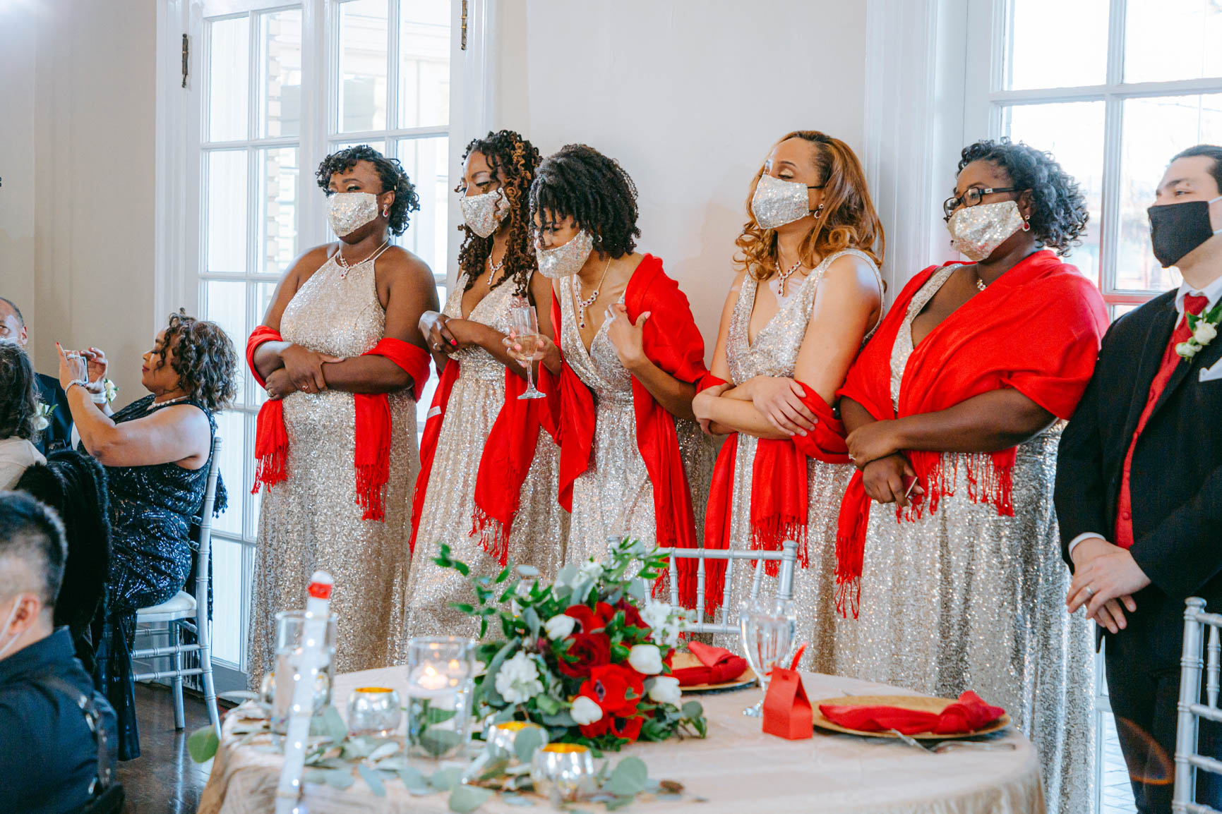 Bridal party reactions to speech at Separk Mansion in Gastonia NC shot by Nhieu Tang Photography | nhieutang.com